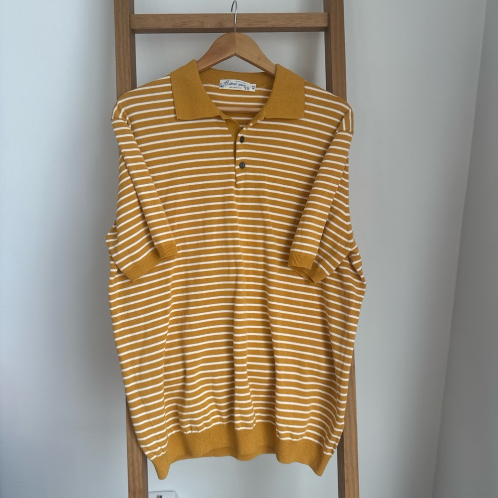 LABOURUNIONCLOTHING | Men’s Mustard PIQUE STRIPED POLO SHIRT 42 XL